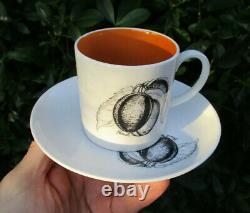 Superb Set x6 Vintage Susie Cooper Black Fruit Demitasse Espresso Cups & Saucers