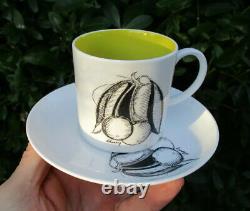 Superb Set x6 Vintage Susie Cooper Black Fruit Demitasse Espresso Cups & Saucers