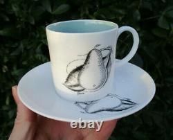 Superb Set x6 Vintage Susie Cooper Black Fruit Demitasse Espresso Cups & Saucers