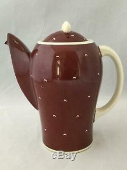 Susie Cooper Crown Works Teapot withLid, 4 Demitasse Cup/Saucer, Creamer/Sugar Set