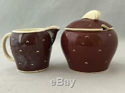 Susie Cooper Crown Works Teapot withLid, 4 Demitasse Cup/Saucer, Creamer/Sugar Set