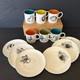 Susie Cooper Wedgwood Black Fruit Demitasse 6 Cup Set Multicolor 1959