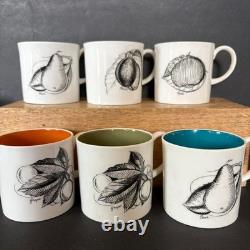 Susie Cooper Wedgwood Black Fruit Demitasse 6 Cup Set Multicolor 1959