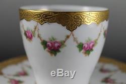 Sweet Gold Gilt and Rose Swag Royal Doulton Demitasse Cup and Saucer