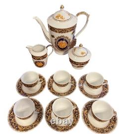 T. Limoges DEPOS Blue Ribbon Coffee Service With Demitasse Cups & Saucer