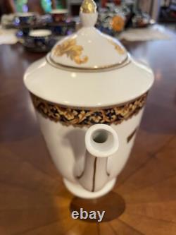 T. Limoges DEPOS Blue Ribbon Coffee Service With Demitasse Cups & Saucer