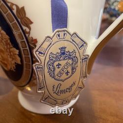 T. Limoges DEPOS Blue Ribbon Coffee Service With Demitasse Cups & Saucer