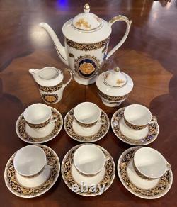 T. Limoges DEPOS Blue Ribbon Coffee Service With Demitasse Cups & Saucer
