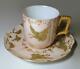 T&v Limoges Butterfly Pink Demitasse Cup & Saucer W Heavy Gilding & Beading