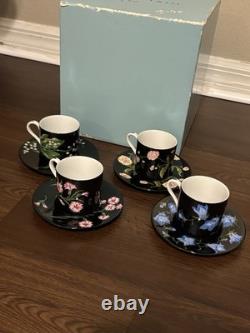 TIFFANY & CO. Rare Mrs. Delaney's Demitasse Tea Cup & Saucer. 4 Sets. (With Box)