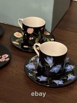 TIFFANY & CO. Rare Mrs. Delaney's Demitasse Tea Cup & Saucer. 4 Sets. (With Box)