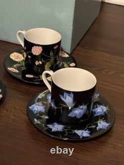 TIFFANY & CO. Rare Mrs. Delaney's Demitasse Tea Cup & Saucer. 4 Sets. (With Box)