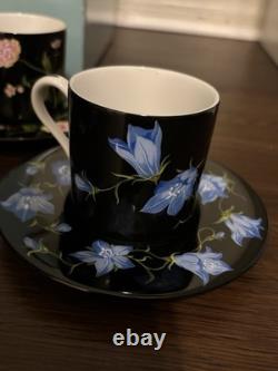 TIFFANY & CO. Rare Mrs. Delaney's Demitasse Tea Cup & Saucer. 4 Sets. (With Box)