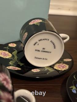 TIFFANY & CO. Rare Mrs. Delaney's Demitasse Tea Cup & Saucer. 4 Sets. (With Box)
