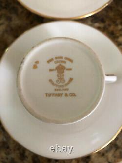 TIFFANY & CO Set of 7 Gold Rim White Bone China DEMITASSE/ESPRESSO CUPS/SAUCERS