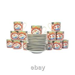 Takahashi Imari Set of 12 Porcelain Demitasse Espresso Cups & Saucers