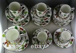 Ten Coalport China Hunting Scene Demitasse Cup & Saucer Sets Horses, Dogs