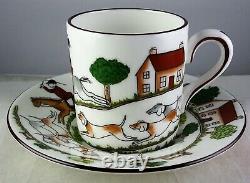 Ten Coalport China Hunting Scene Demitasse Cup & Saucer Sets Horses, Dogs