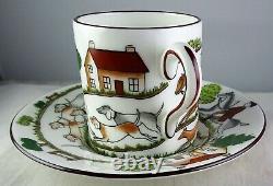 Ten Coalport China Hunting Scene Demitasse Cup & Saucer Sets Horses, Dogs