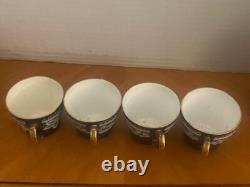 Testolini Venezia Lace 4 Cobalt Blue & White Demitasse Cups & 2 Saucers Italy