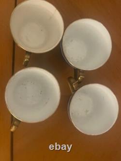 Testolini Venezia Lace 4 Cobalt Blue & White Demitasse Cups & 2 Saucers Italy