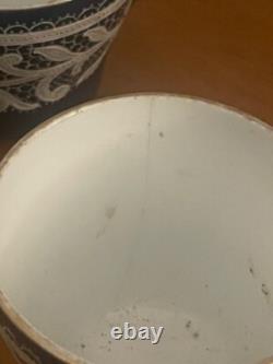 Testolini Venezia Lace 4 Cobalt Blue & White Demitasse Cups & 2 Saucers Italy