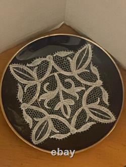 Testolini Venezia Lace 4 Cobalt Blue & White Demitasse Cups & 2 Saucers Italy