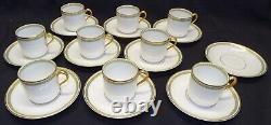 Theo Haviland 9 Demitasse Cups 10 Saucers Green Gold Checkerboard -for St. Louis