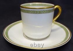 Theo Haviland 9 Demitasse Cups 10 Saucers Green Gold Checkerboard -for St. Louis