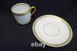 Theo Haviland 9 Demitasse Cups 10 Saucers Green Gold Checkerboard -for St. Louis