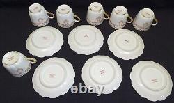 Theo Haviland Schleiger 319 Set of 6 Demitasse Cups & Saucers Pink Roses