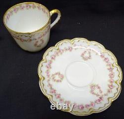 Theo Haviland Schleiger 319 Set of 6 Demitasse Cups & Saucers Pink Roses