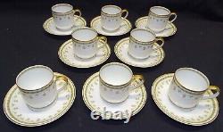 Theodore Haviland 8 Demitasse Cups & Saucers Pink Rose, Green Leaves