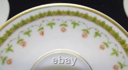 Theodore Haviland 8 Demitasse Cups & Saucers Pink Rose, Green Leaves