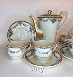 Theodore Haviland Limoges France Dora 5 Demitasse Cups & 8 Saucers/Coffee Pot
