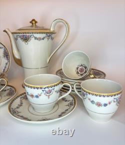 Theodore Haviland Limoges France Dora 5 Demitasse Cups & 8 Saucers/Coffee Pot