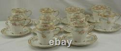 Theodore Haviland Schleiger 340 Double Gold Rose Set 10 Demitasse Cups Saucers