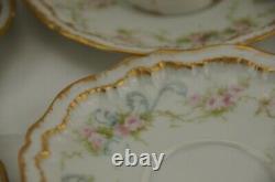 Theodore Haviland Schleiger 340 Double Gold Rose Set 10 Demitasse Cups Saucers