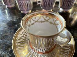 Thomas Goode china white & gold demitasse cups/saucers