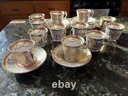 Thomas Goode china white & gold demitasse cups/saucers