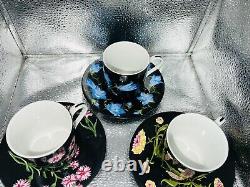 Three Tiffany Mrs Delaney's Flowers by Sybil Connolly Demitasse Cups and Saucers