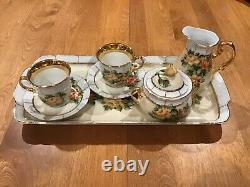 Thun HP Demitasse Tray Cups Saucers Sugar Creamer Porcelain Czech Republic 8 Pc