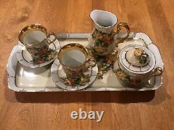 Thun HP Demitasse Tray Cups Saucers Sugar Creamer Porcelain Czech Republic 8 Pc