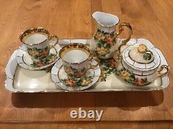 Thun HP Demitasse Tray Cups Saucers Sugar Creamer Porcelain Czech Republic 8 Pc