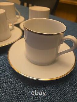 Tiffany & Co. 4 Piece Set Demitasse Espresso Cups & Saucers Gold Rim