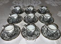 Tiffany & Co. Copeland Spode's Italian Black Demitasse Coffee Can Sets c. 1900