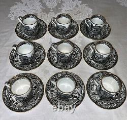 Tiffany & Co. Copeland Spode's Italian Black Demitasse Coffee Can Sets c. 1900