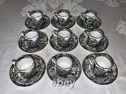 Tiffany & Co. Copeland Spode's Italian Black Demitasse Coffee Can Sets c. 1900