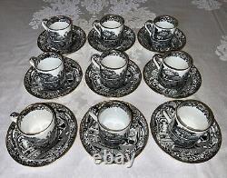 Tiffany & Co. Copeland Spode's Italian Black Demitasse Coffee Can Sets c. 1900