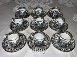 Tiffany & Co. Copeland Spode's Italian Black Demitasse Coffee Can Sets c. 1900